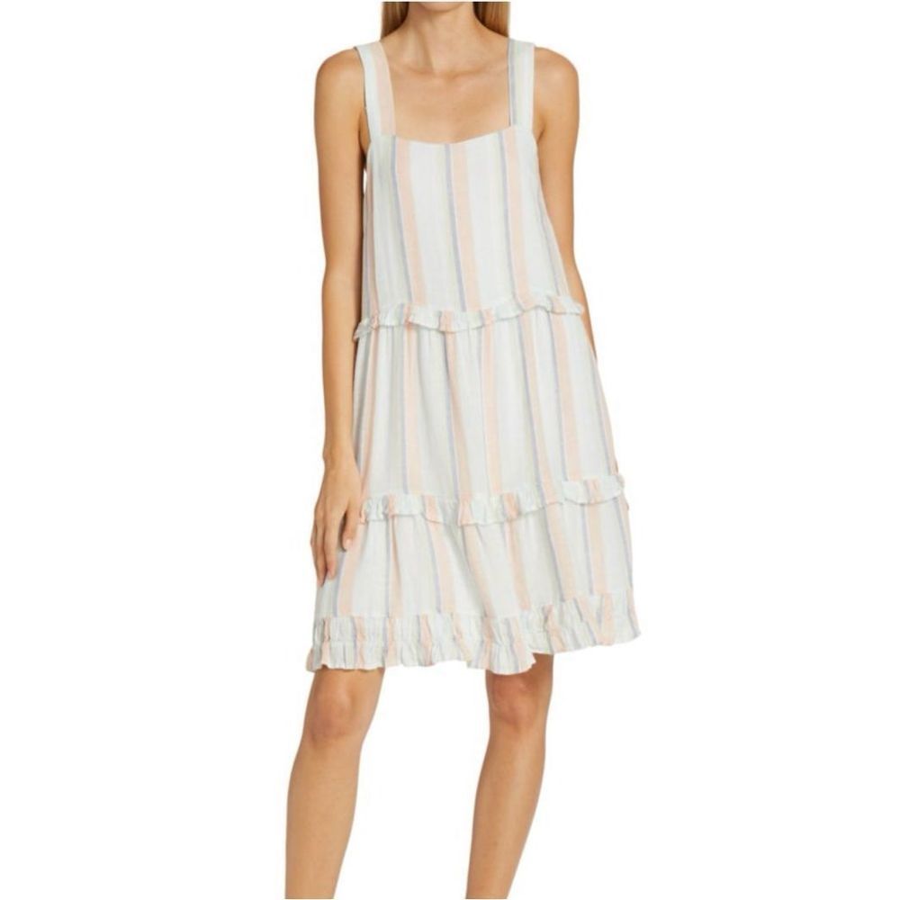 Rails Sandy linen tiered dress pastel colors lined size S